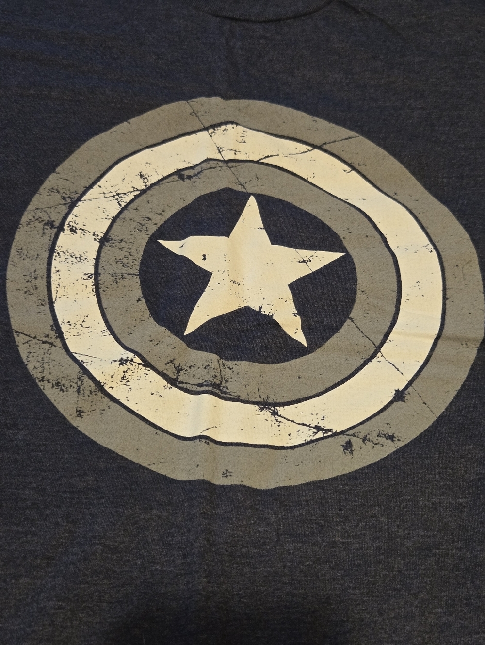 Marvel Men's Captain America Shield Graphic Tee - Navy with Cream Detail XL
